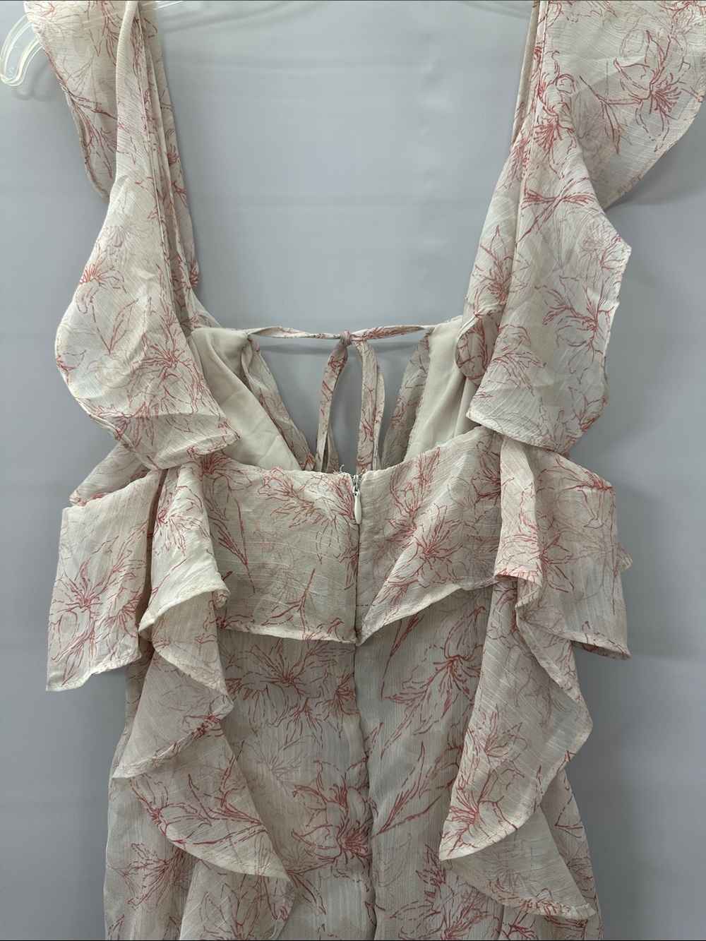 NWT Storia Maxi Dress Floral Ruffle Pink Cream-Beige Women’s Size Medium - Picture 8 of 9